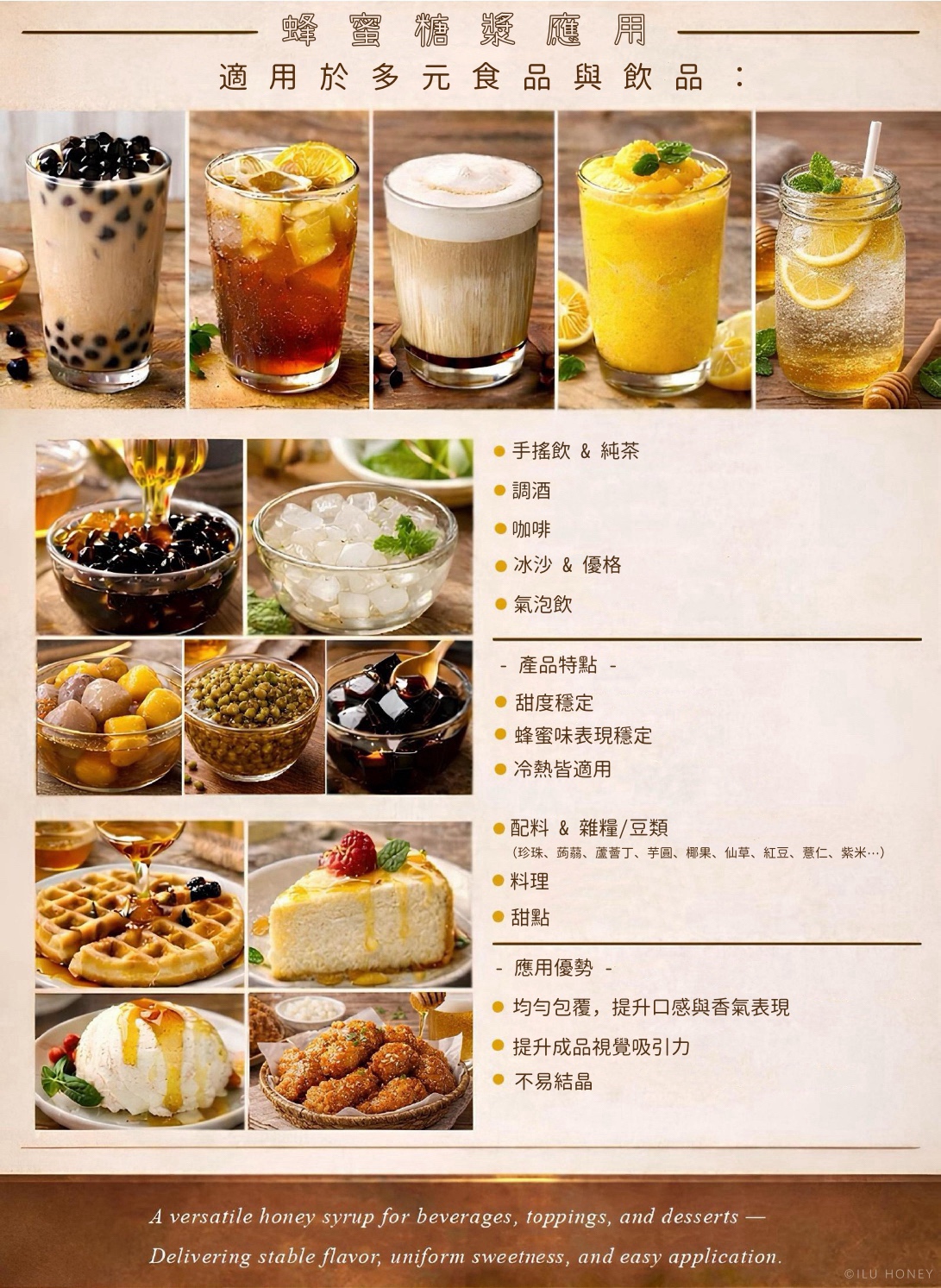 蜂蜜糖漿適用於多元食品與飲品